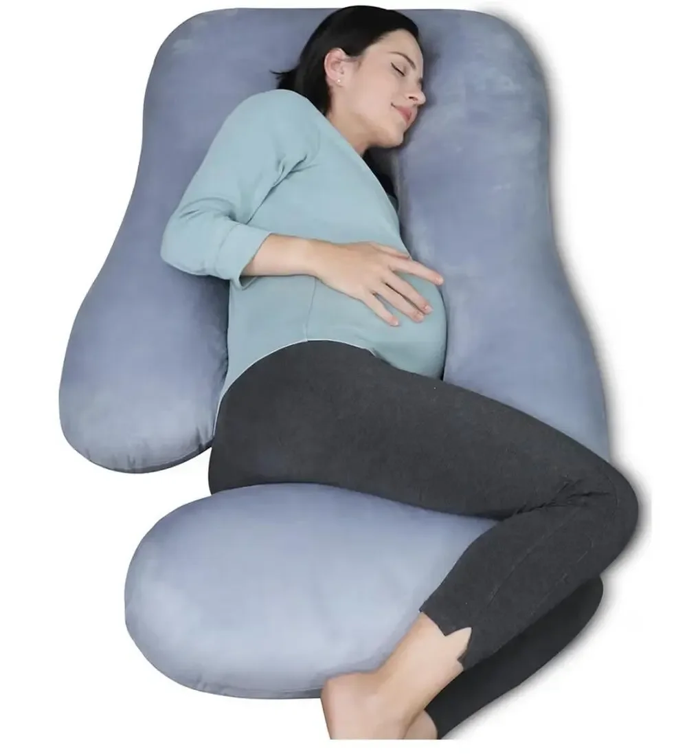 Moon Park Pregnancy Pillow Blue Full Body Maternity Plush Sleeping Support New